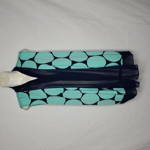 Susan Graver Womens Liquid Knit Polka Dot Cardigan Size L Career Grandma Sheer